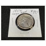 1854 Braided Hair Large Cent Coin