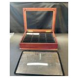 Wooden Display Case with Coin Rolls