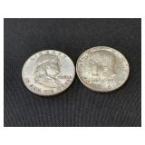 1949 Franklin and 1964 Kennedy Half Dollars