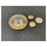 Jesse James .999 Silver Medal and Damaged Dimes