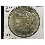 1922-P Peace Silver Dollar, Gem BU