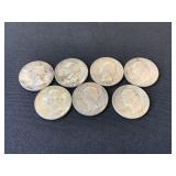 Seven Washington Silver Quarters