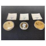 3 Commemorative Coins with COAs