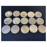 15 Kennedy Half Dollar Coins