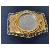 Gold-Tone Belt Buckle with 1972 Eisenhower Dollar