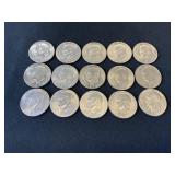 15 Eisenhower Dollar Coins, 1971-1974