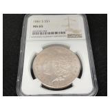 1881 S Morgan Silver Dollar, MS65
