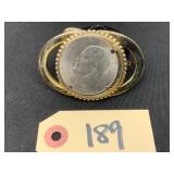 Belt Buckle with 1976 Eisenhower Dollar