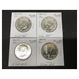 Four 1964-D Kennedy Silver Half Dollars
