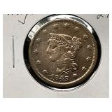 1843 Large Cent Coin, Large Letters