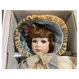Porcelain Doll in Blue Velvet Dress