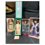 4 Boxed Porcelain Dolls by Victorian Treasures & M
