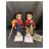 Dawn and Dusty 15-Inch Porcelain Western Dolls