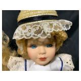 4 Porcelain Dolls in Blue Dresses