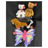 Five Ty Beanie Babies Plush Toys