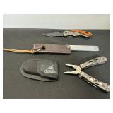 Old Timer Knife, Gerber Multitool, and Sharpener