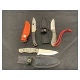 Three Fixed-Blade Knives with Sheaths
