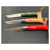 Three Opinel No. 08 Folding Knives