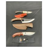 3 Stainless Steel Knives with Sheaths