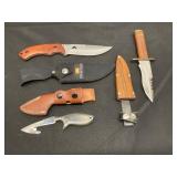 Three Fixed-Blade Knives with Sheaths