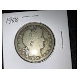 1908 Liberty Head Barber Half Dollar