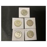 5 1964 Kennedy Half Dollars