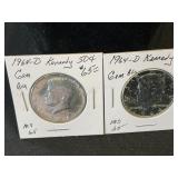 2-1964 Kennedy Silver Half Dollars