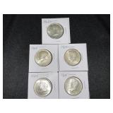 5 1964 Kennedy Half Dollars
