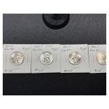 4- 1964-P Washington Silver Quarters