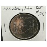 1 Oz Patrick Henry Sterling Silver Round