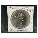1968 Mexican Silver Olympic 25 Peso Coin!