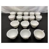 16 Westmoreland Milk Glass Cups with Fruit Motifs