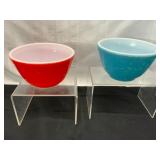 Pyrex Mixing Bowls, Red and Blue