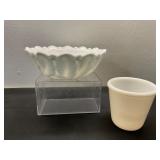 White Milk Glass Bowl & Hazel Atlas Beater Jar