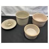 Four Stoneware Crocks and Lid