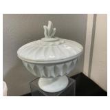 Milk Glass Compote and Cups Set