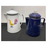 2-Vintage Enamel Coffee Pots
