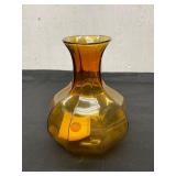 Tiara Amber Glass Vase with Faceted Design