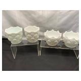 Four Milk Glass Rose Bowl Vessels