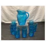 Unique VTG Anchor Hocking Glass Pitcher and Tumble