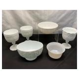 Milk Glass Bowls and Goblets
