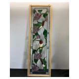 Hummingbird and Floral Stained Glass Panel