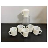 6 Milk Glass Mugs by Fire-King