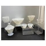 Milk Glass Tableware with Grape Motif