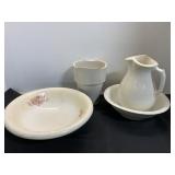 Four Ceramic Wash Basin and Pitcher Sets
