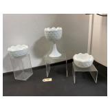 Milk Glass Bowls and Compote