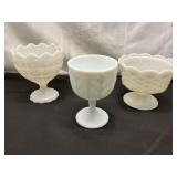 Three Milk Glass Compotes
