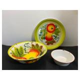 Painted Enamel Basins and Bowl