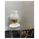 Hobnail Milk Glass Electric Table Lamp