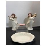 Ceramic Angel Figurines with Dishes
